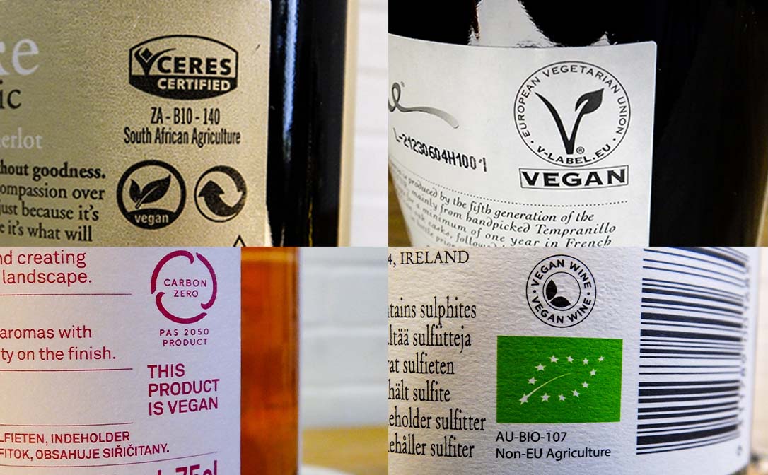 Vegan wine labels around the world