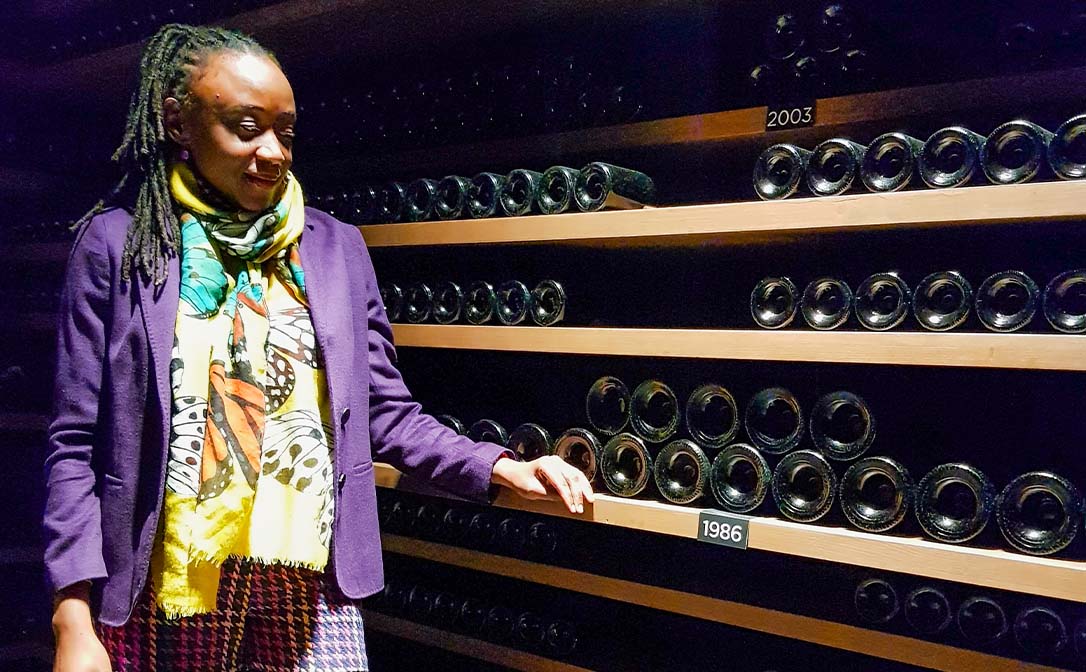Mulongo in wine cellar