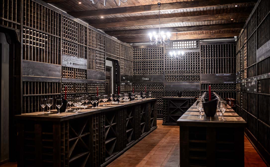 Wine cellar for ageing wines in storage