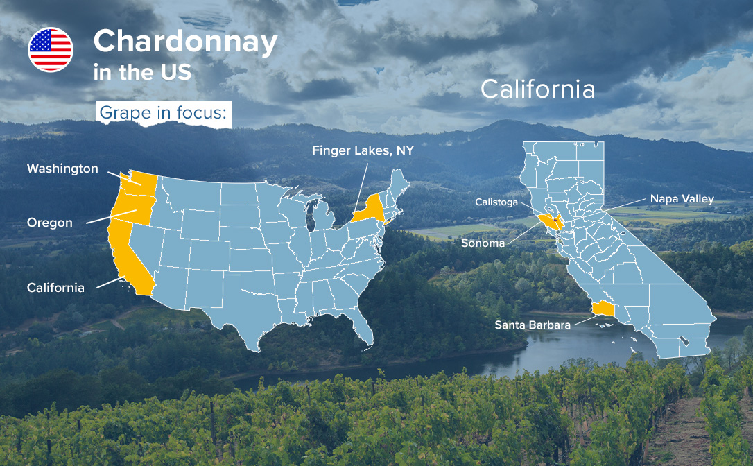 Map of Chardonnay in the US