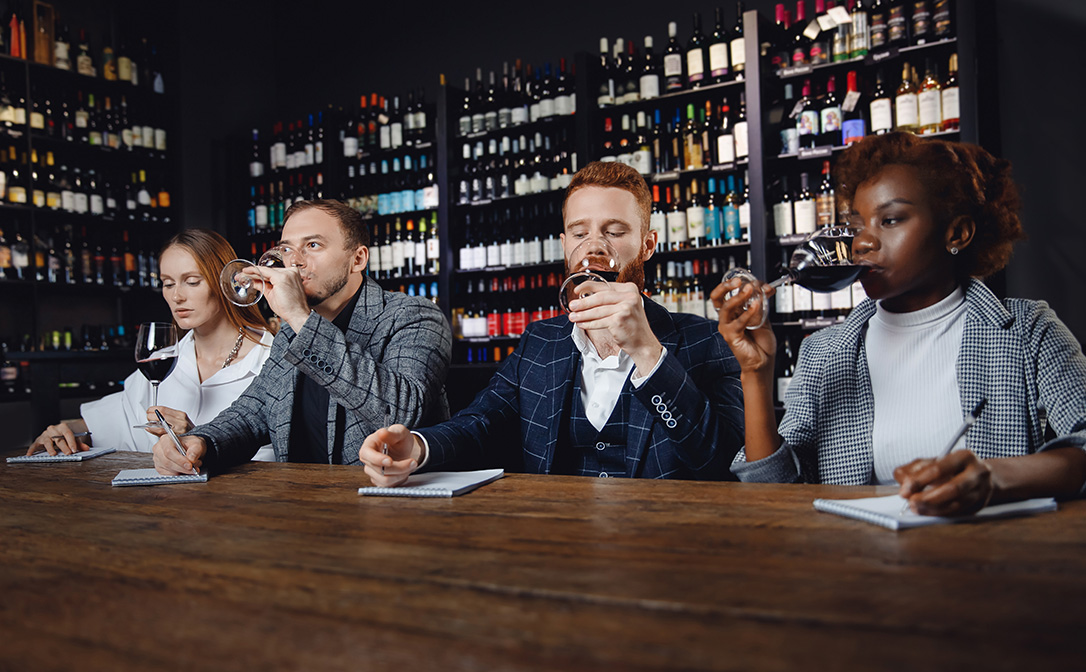 People learning how to become sommeliers