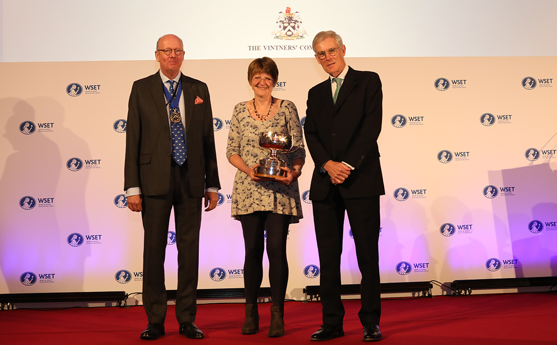 Photographed left to right: Edward Berry, Master Vintner; Fliss Cox, Vintners’ Cup winner; and Paul Symington CMG, former-WSET Honorary President.