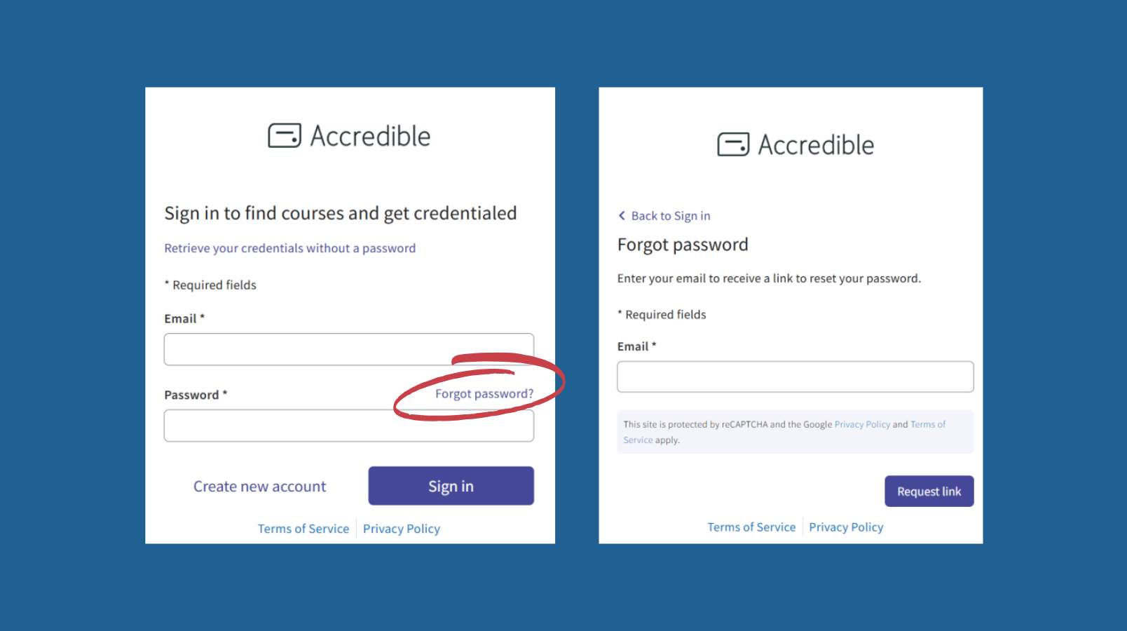 Forgotten password example