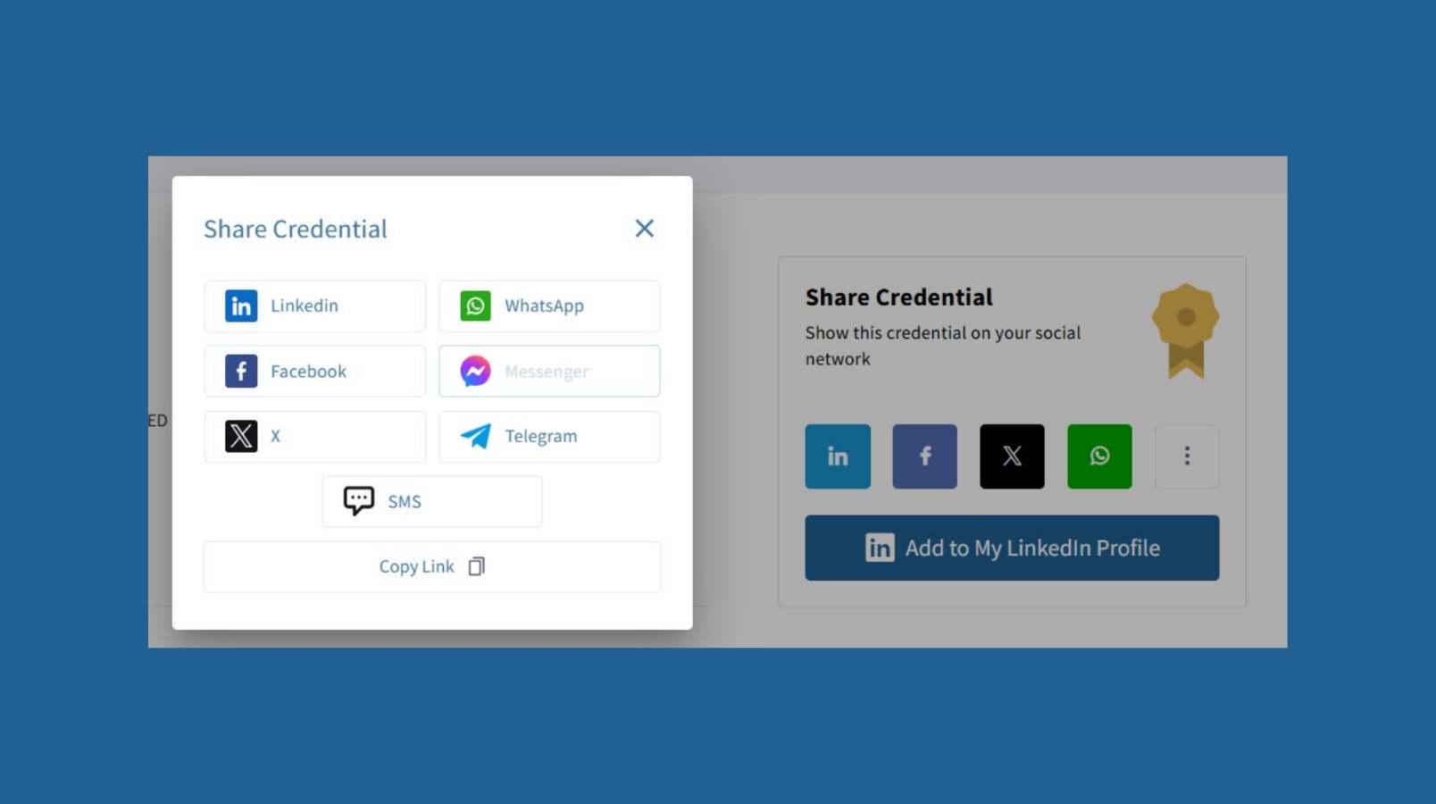 Social media sharing screenshot