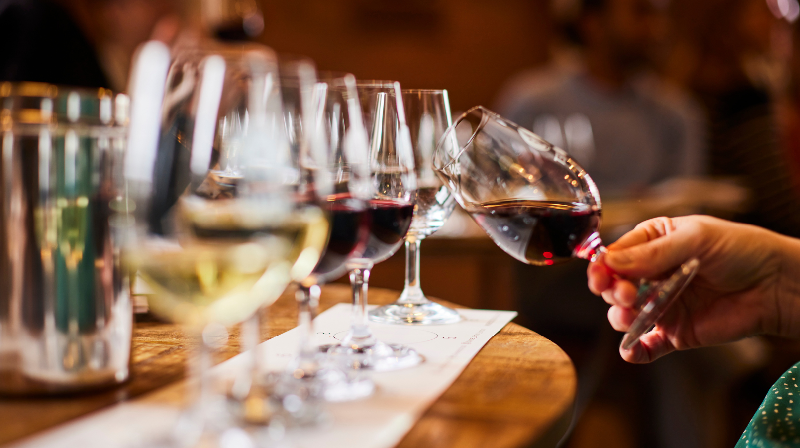 A row of WSET tasting glasses.