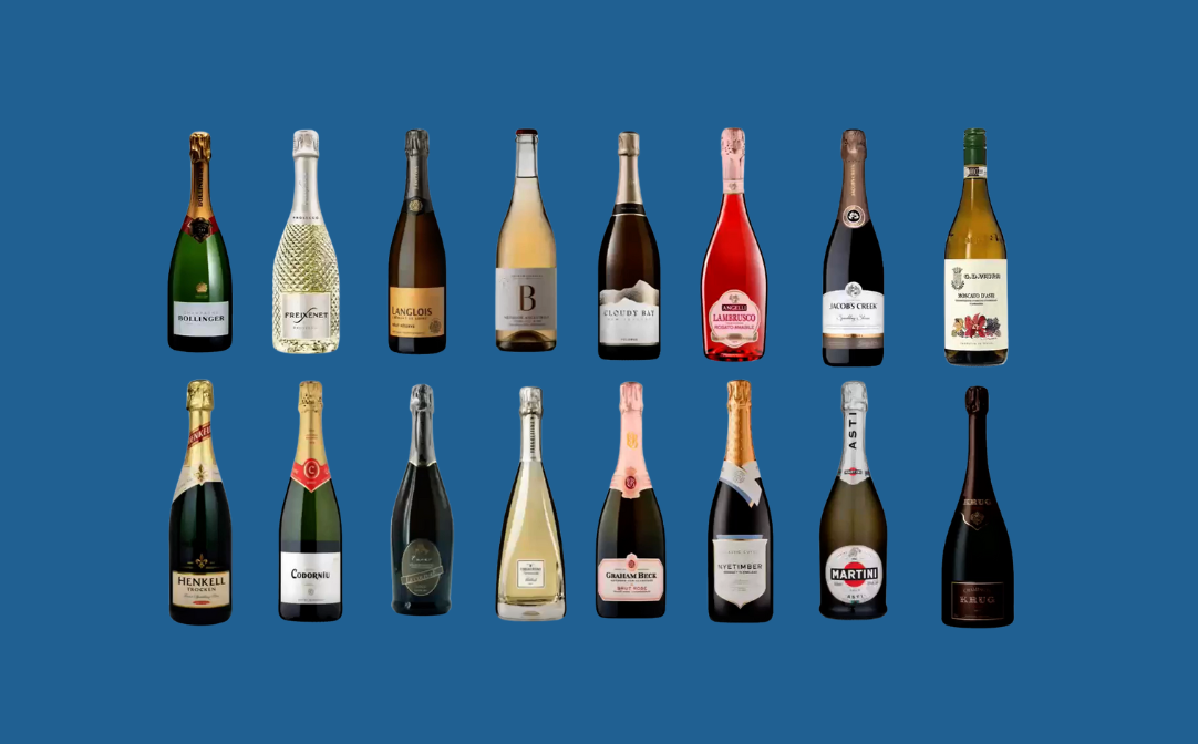 Many different styles of sparkling wine.