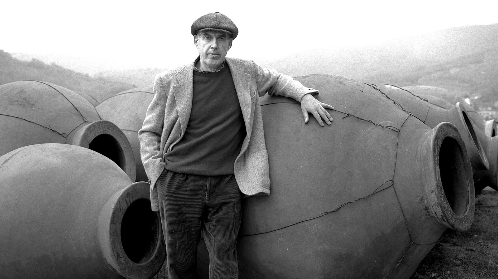 Joskǒ Gravner with his amphorae at the winery in Oslavia, Credit: Gravner