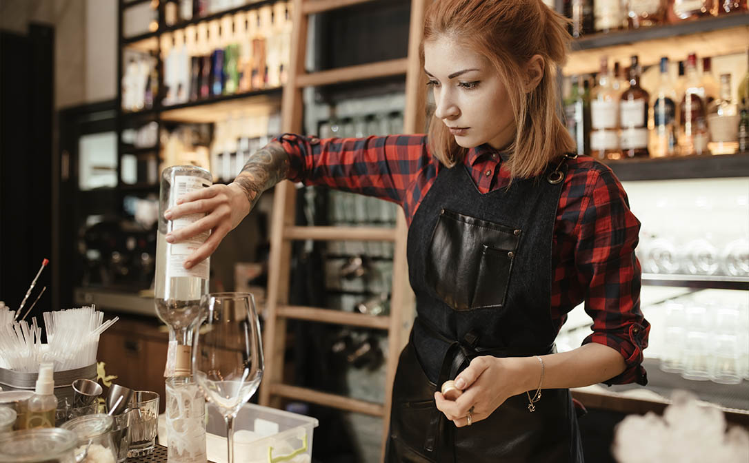 Bartender pouring